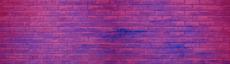 Abstract pink blue colored painted damaged rustic brick wall brickwork stonework masonry wallpaper, texture background banner panorama, seamless pattern