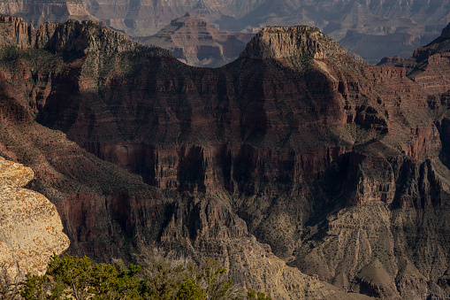 Shadows Cover The Ridges And Formations In Grand Canyon National Park