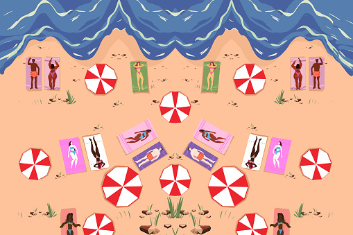 Illustrated pattern of activities at the beach