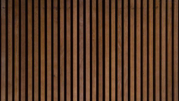 istock Wood background - Brown wooden acoustic panels wall texture , seamless pattern 2056125524