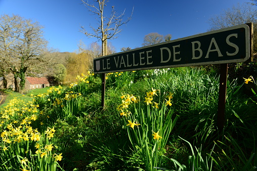 Blashford Lakes Nature Reserve visitor information and learning centre with on nature and birds and wildlife within the ground,  gravel pathways and woodland on a sunny day, Ringwood, Hampshire.