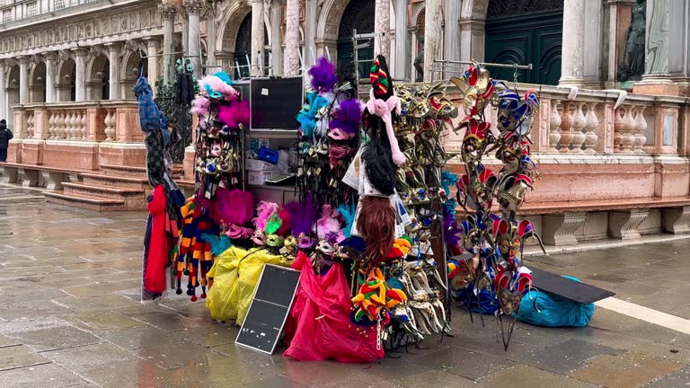 Venice Carnival. Venetian carnival masks and costumes for sale Venice, Italy, Europe February 10, 2024.