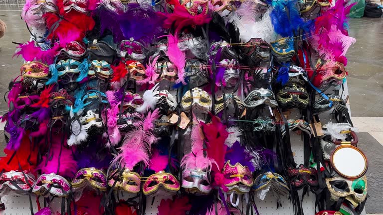 Venice Carnival. Venetian carnival masks and costumes for sale Venice, Italy, Europe February 10, 2024.