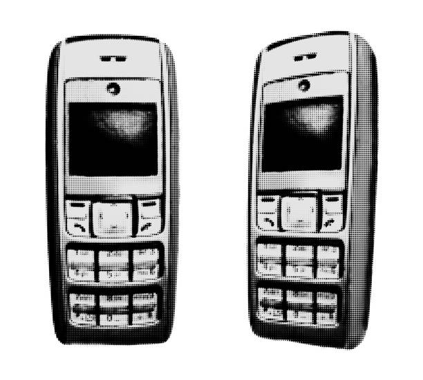 Button dumb mobile phone set vector illustration Button dumb mobile phone set vector illustration isolated on transparent background. Feature phone trendy y2k element for collage, 90s and 00s nostalgia concept old-phone stock illustrations