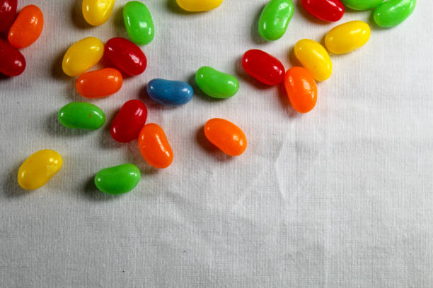 Close up shot of assorted jellybeans. Vibrant fun backgrounds shot.