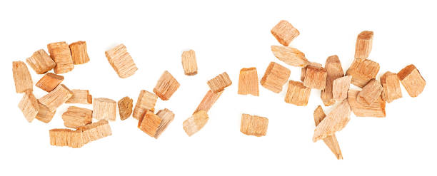 istock Chips for smoking meat and fish isolated on a white background, top view. 2056290320