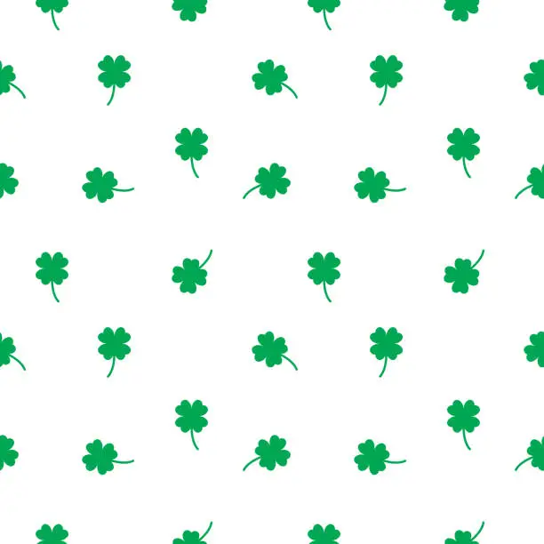 Vector illustration of Good luck clover seamless pattern, Four leaf green clover  background