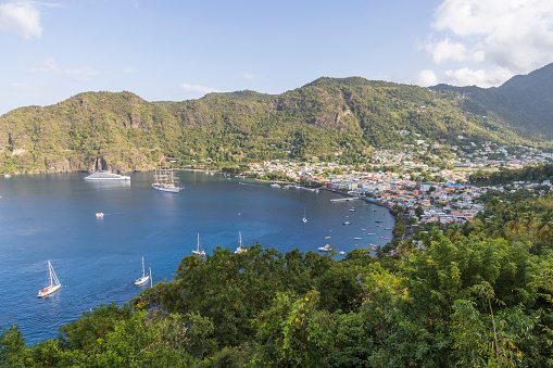 A view of a the small town of Soufriere, Saint Lucia on 15th February 2024.