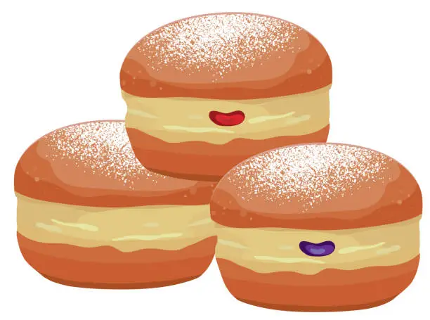 Vector illustration of Paczki Donuts on white background
