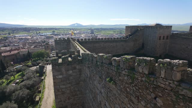 Panoramic view of the monumental city of Trujillo, origin of conquistadors of America, Spain.