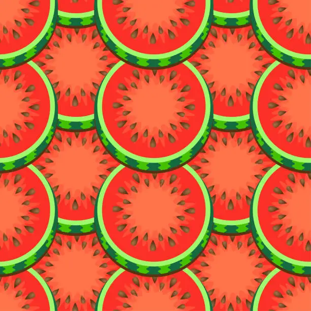 Vector illustration of Seamless pattern with watermelon.