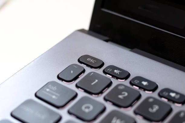 istock Close up of laptop computer keyboard, focus on the escape button 2056404042