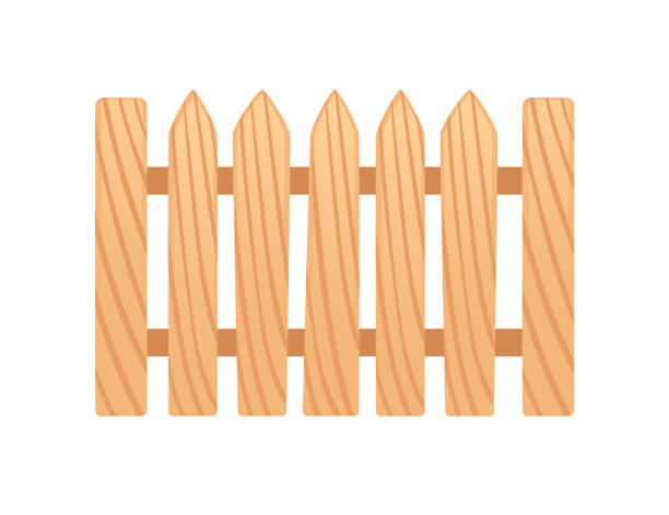 Wooden fence vector illustration isolated on white background Wooden fence vector illustration isolated on white background. cartoon of a pole fence designs stock illustrations