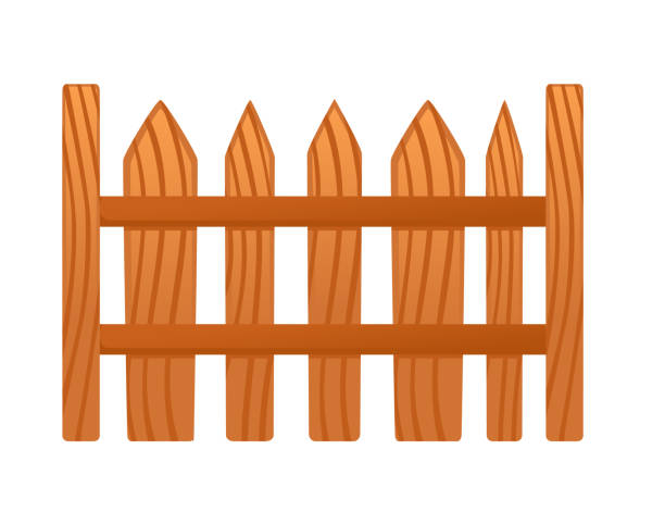 Wooden fence vector illustration isolated on white background Wooden fence vector illustration isolated on white background. cartoon of a pole fence designs stock illustrations