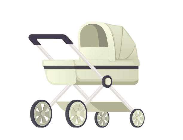 istock Green color baby carriage on wheels vector illustration isolated on white background 2056427813