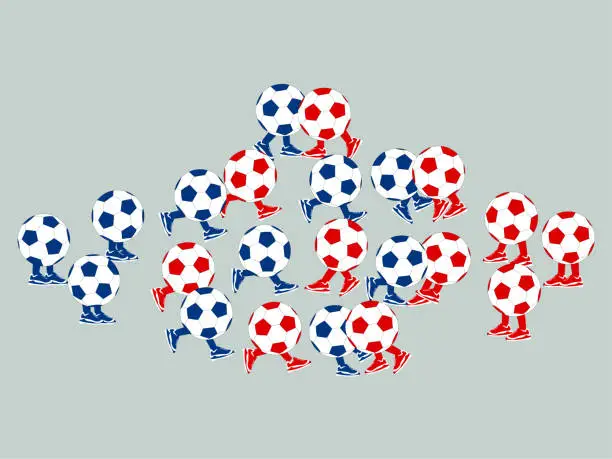 Vector illustration of Blue vs Red football