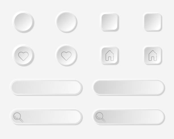 illustrations, cliparts, dessins animés et icônes de icônes de néomorphisme blanches, boutons vectoriels - clavier numérique