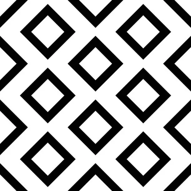 Vector illustration of Triangles ,squares, checks, rhombuses, diamonds, crosses seamless pattern. Folk wallpaper. Geometric background. Tribal motif. Geometrical ornate. Textile print, abstract. Ethnic ornament. Vector art.