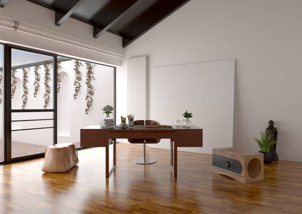 istock 3d render of working room, study room and office interior 2056527825