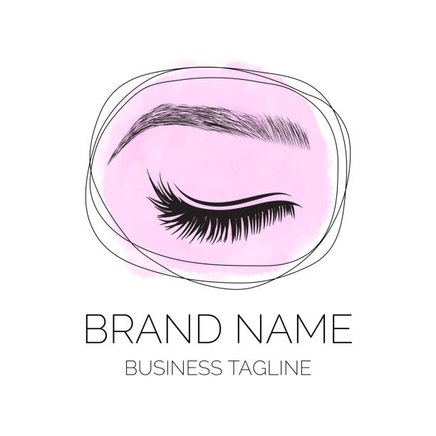 Round Pink Brow and Lashes Artist Logo with Eyelashes