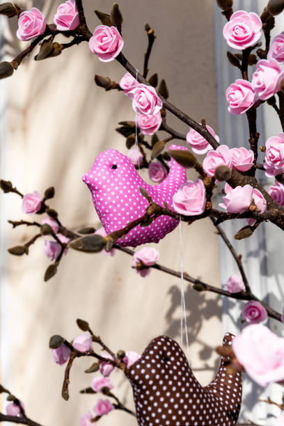 Easter street decoration. Easter backdrop for photo session.
