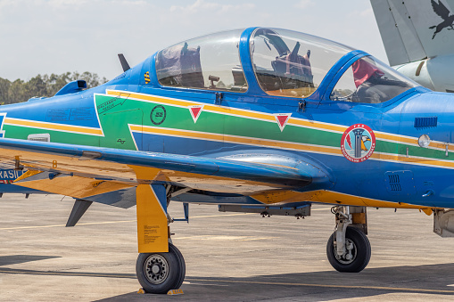 Anápolis, Goiás, Brazil, 11-16-2019: Open gate day at Anápolis Air Base, Goiás, with a presentation of FAB, civilian and smoke squadron planes.