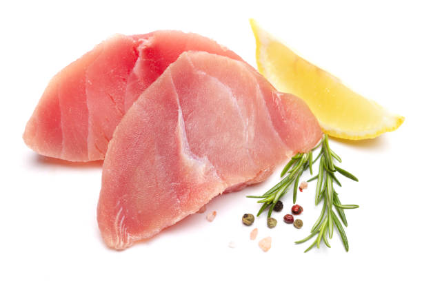 istock Fresh tuna Fish steak isolated on a white background 2056742737