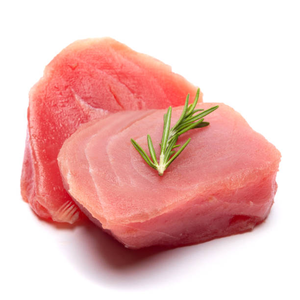 istock Fresh tuna Fish steak isolated on a white background 2056742739