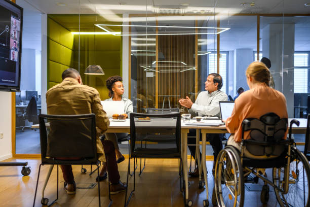 istock Business people attending a hybrid presentation 2056747055
