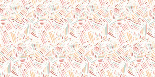 Vector illustration of Pastel coral boho pattern with chaotic lines