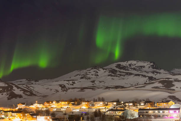 istock Northern lights with arctic landscape. 2056797120