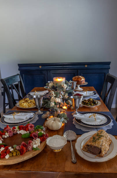 istock Loaded gourmet holiday table with fine bone China 2056817713