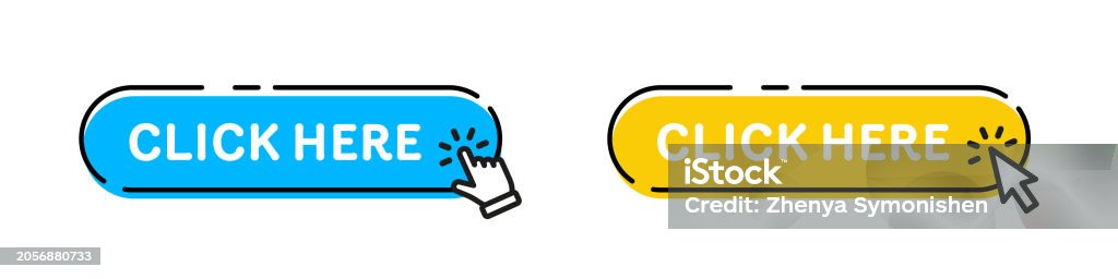 Click Here Button With Click Cursor Vector Illustration Stock ...