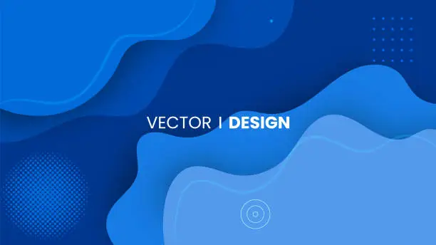 Vector illustration of Modern abstract liquid background with blue gradient colors