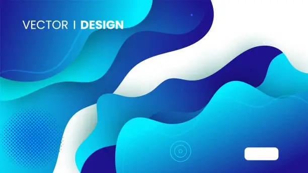 Vector illustration of Modern abstract liquid background with blue gradient colors