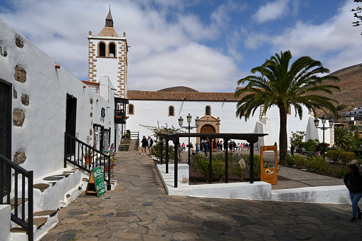 Betancuria, Fuerteventura, Spain, February 27, 2024 -Church of Santa Maria de Betancuria in Betancuria on a sunny day, Fuerteventura, Spain.