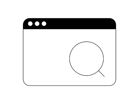 Vector illustration of a minimalist wireframe Internet browser with design elements.