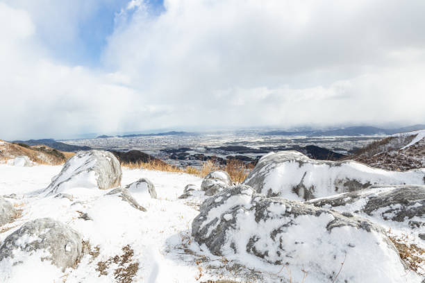 istock Hiraodai in a snowy landscape 2056978644