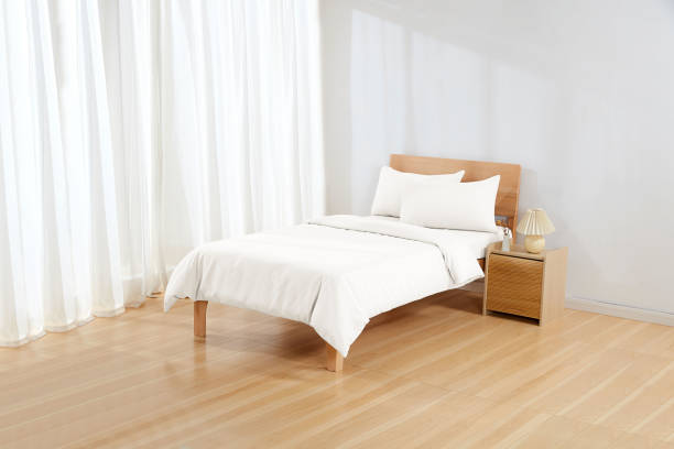 istock Indoor white cotton textile supplies material, soft textile material, bedding and cloth 2057011605