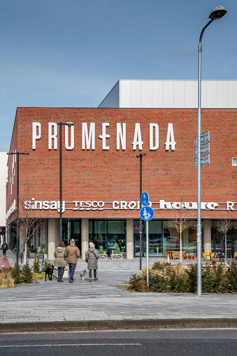 Nitra, Slovakia - February, 24, 2024 : The shopping center OC Promenada in Nitra city. Slovakia.