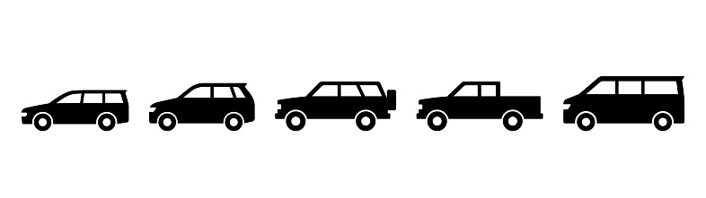 Station wagon, SUV, cross country vehicle, pickup truck, and minivan.