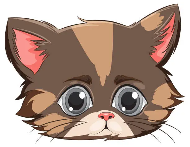 Vector illustration of Cute vector illustration of a brown kitten's face