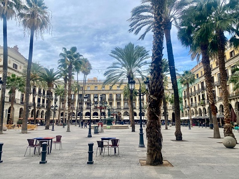 A small square in Barcelona in the Gothic Quarter