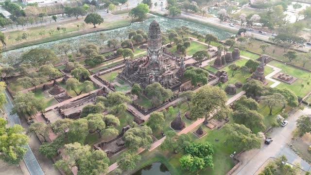 Ayutthaya history top view aerial temple buddhist