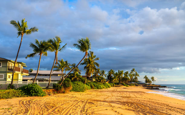 Makaha Beach Park in West Oahu Island, Hawaii stock photo