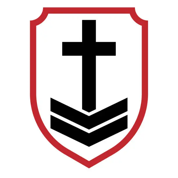 Vector illustration of Shield Jesus Christian Cross Military Badge Emblem Illustration Design