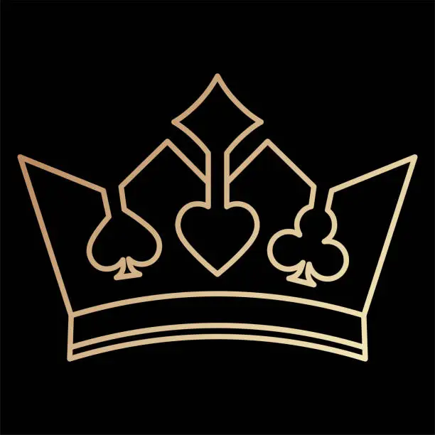 Vector illustration of Elegant Luxury Golden Royal Playing Cards Heart Diamond Spade Club Symbol with King Queen Crown Illustration