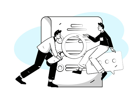 Personnel doing job interview flat vector concept operation hand drawn illustration