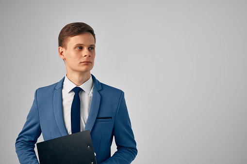business man in suit documents job manager self-confidence. High quality photo