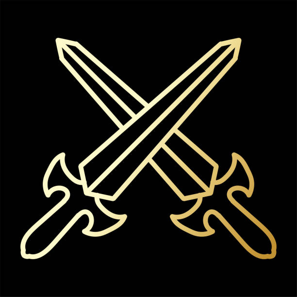 istock Ancient Golden Crossed Sword for War Battle Game Illustration Design Vector 2057306233